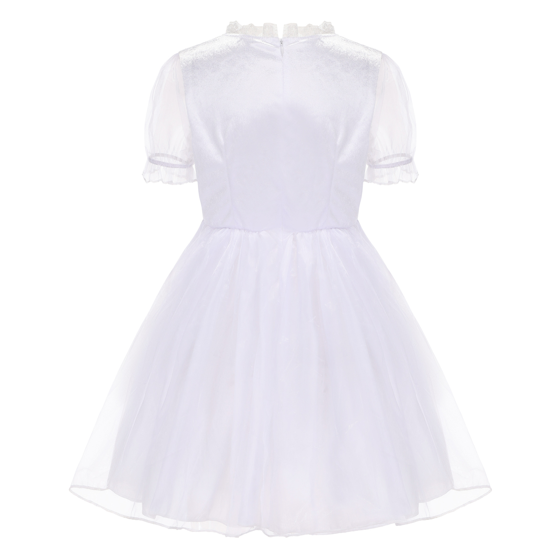 Angel & Devil Halloween Costume Heart Cutout Mesh Short Sleeve Tulle Mini Dress